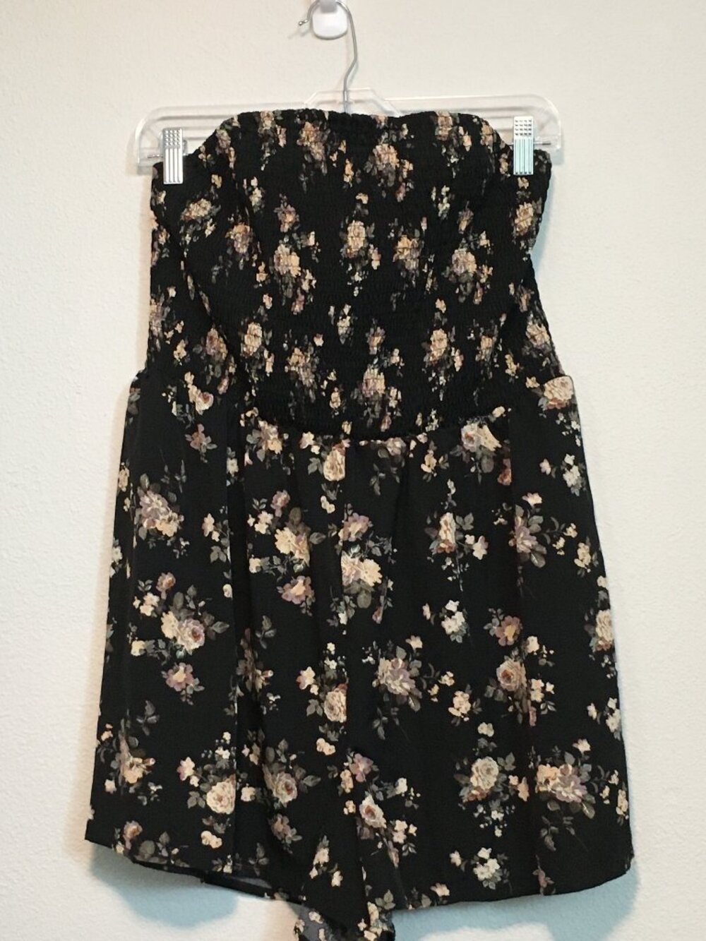 NWOT Shein Curve 0XL Smocked Black Floral Shirred Tube Top  Romper